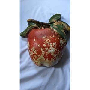 Vintage Chalkware Apple String Wall Holder Primitive Rustic Antique